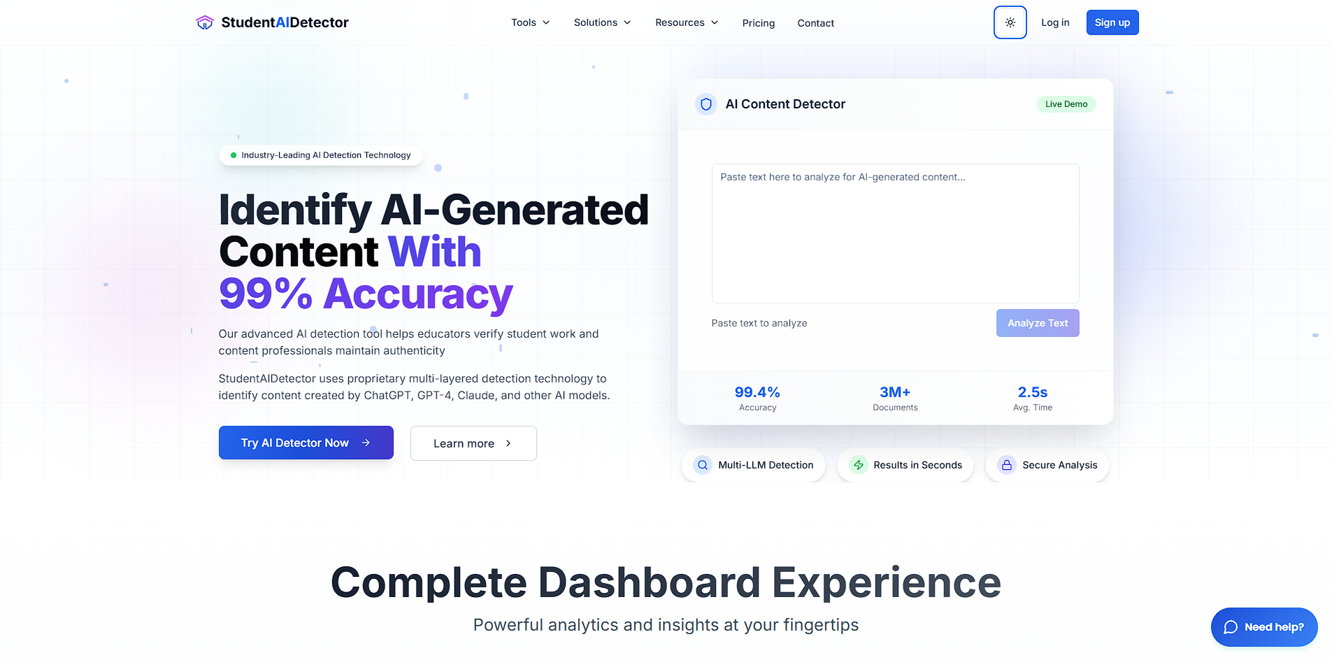 studentaidetector.com — product screenshot